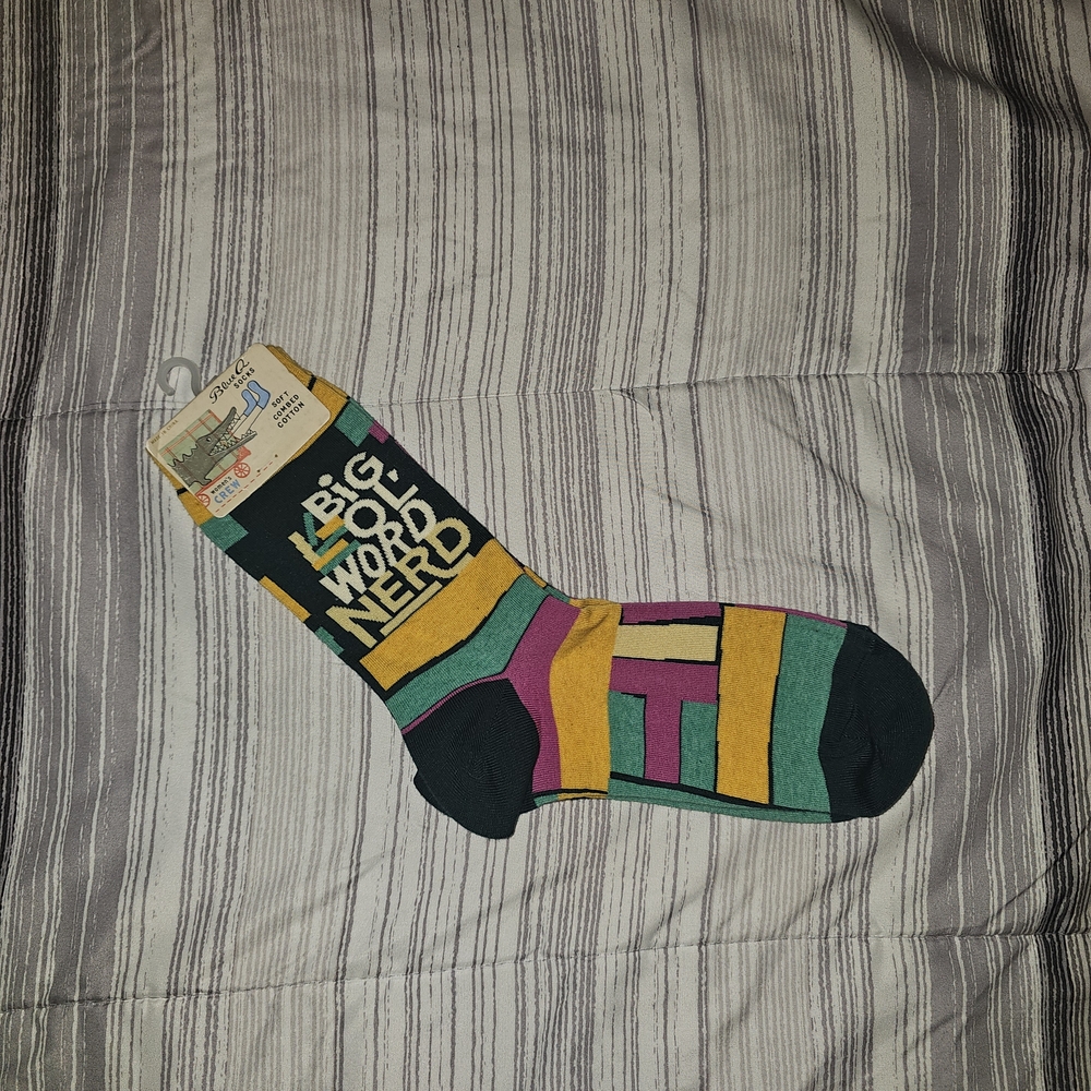 Blue Q Bigfoot Nerd Striped Socks - Black, Yellow, Green, Pink